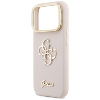 6. Guess Grained Big 4G & Stand Camera Case für iPhone 17 Pro - Pink