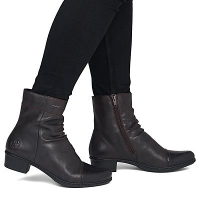 6. Damen-Ankle-Boots aus Leder mit Absatz, braun, gefüttert, Rieker Y0773-25