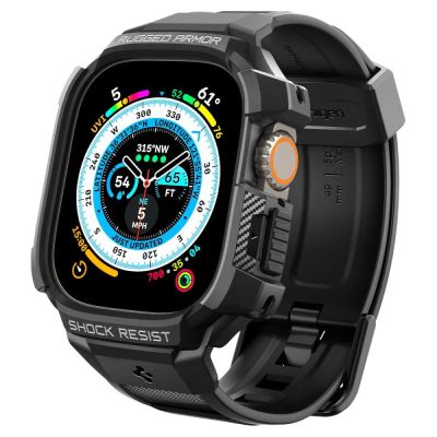 Spigen Rugged Armor Pro Gehäuse mit Armband für Apple Watch Ultra (49 mm) – Schwarz