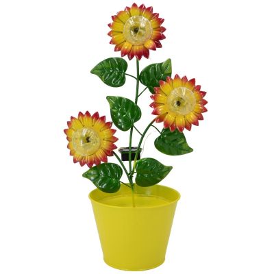 SOLARLAMPE SONNENBLUMEN IM GELBEN BLUMENTOPF