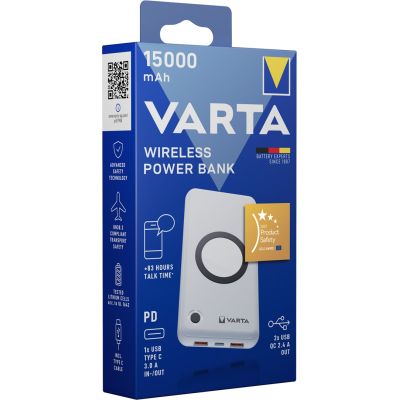 9. Varta 57908 101 111 Powerbank Lithium-Polymer (LiPo) 15000 mAh Kabelloses Laden Weiß