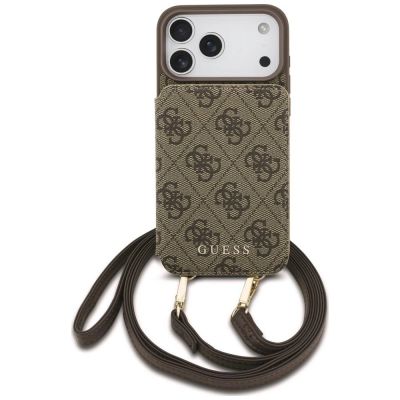 Guess 4G Cardslots & Magnetic Closure Crossbody Etui für iPhone 18 Pro Max / 17 Pro Max – braun