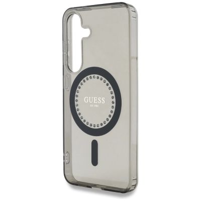 6. Guess Strass-bedruckte MagSafe-Hülle für Samsung Galaxy S25, schwarz