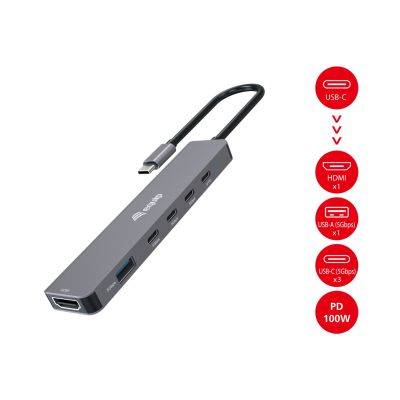 5. Equip 133500 Dockingstation, kabelgebunden, USB 3.2 Gen 1 (3.1 Gen 1), Typ-C, Grau