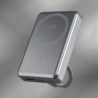 3. Dudao K28 10000 mAh PD 22,5 W MagSafe Powerbank mit Metallgehäuse und Ringständer - Grau