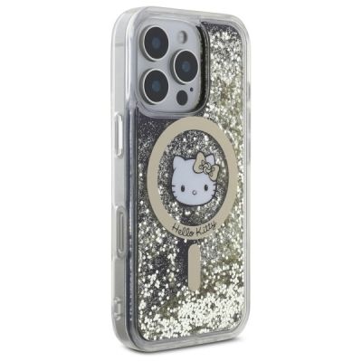 4. Hello Kitty Liquid Glitter Fever MagSafe-Hülle für iPhone 16 Pro Max – Gold