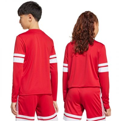 4. adidas Squadra 25 Langarmtrikot für Kinder Rot und Weiß JJ0041