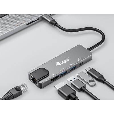 5. Equip 133489 Kabelgebundene Dockingstation USB 3.2 Gen 1 (3.1 Gen 1) Typ-C Grau