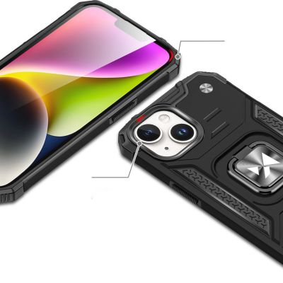 2. Gepanzerte Hülle mit Fingerhalter für iPhone 15 Plus Wozinsky Ring Armor – Gold