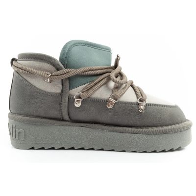 13. D.Franklin Damen Winter Schneestiefel Modische isolierte Stiefeletten Grau