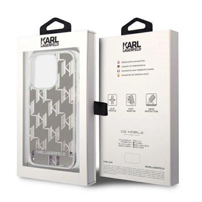 8. Karl Lagerfeld KLHCP14LLMNMS iPhone 14 Pro 6.1" Hardcase Silber / Silber Liquid Glitter Monogram