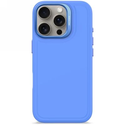 Decoded Antimicrobial Silicone Stacks Backcover Case mit MagSafe für iPhone 16 Pro – Blau