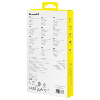 10. Baseus Metal Gleam 7in1 HDMI 4K 60Hz USB-C Hub / 3x USB 3.0 / USB-C PD / SD / microSD - Grau