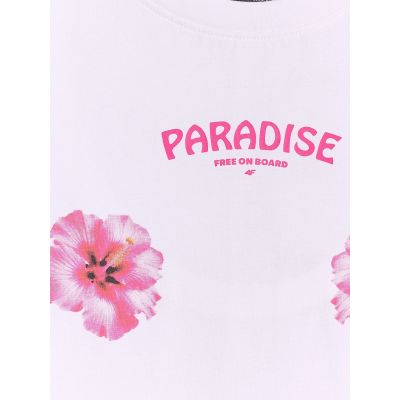 6. Locker geschnittenes Damen-T-Shirt mit Aufdruck 4F 4FRSS26TTSHF3882-10S