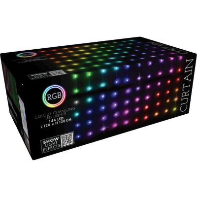 8. WEIHNACHTSLICHTER LICHTERVORHANG FÜR AUSSEN/INNEN 144 LED RGB 120 X 120 CM MIT FERNBEDIENUNG MULTICOLOR
