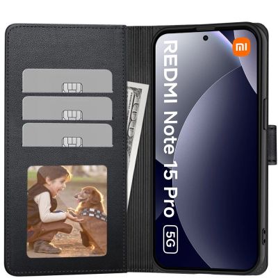 2. Tech-Protect Wallet-Hülle für Xiaomi Redmi Note 15 Pro 5G – Schwarz