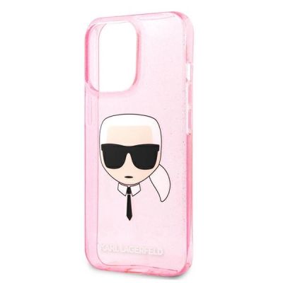 6. Karl Lagerfeld Glitzer Karl's Head Case für iPhone 13 Pro Max - Pink