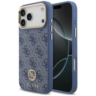 Guess 4G Strass Logo MagSafe Schutzhülle für iPhone 18 Pro Max / 17 Pro Max – blau