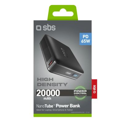 2. SBS HD 65W 20000mAh USB-C Powerbank mit LCD-Display – Schwarz