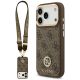 Guess 4G Strass Logo & Big Strap Metal Buttons MagSafe Case für iPhone 17 Pro - Braun