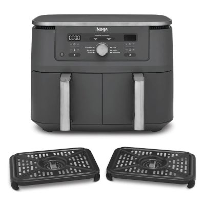 3. Ninja DZ400EU Doppelfritteuse 9,5 l, autonom, 2470 W, Heißluftfritteuse, Grau