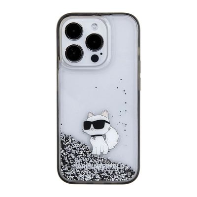 3. Karl Lagerfeld Liquid Glitter Choupette Hülle für iPhone 15 Pro Max – transparent