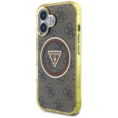 2. Guess IML Metal Glitter 4G Circle Triangle MagSafe Case für iPhone 16 - Braun
