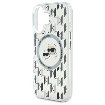 6. Karl Lagerfeld IML Monogram Karl & Choupette Head MagSafe-Hülle für iPhone 16 – transparent