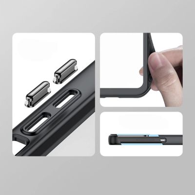 7. iPhone 15 Pro Max Weltraumverstärkte Hülle mit flexiblem Rahmen – Blau
