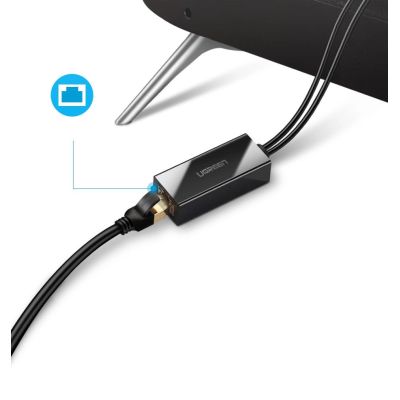 6. Ugreen 30985 Externe Netzwerkkarte für Chromecast mit Micro-USB-/USB-A-Anschlüssen 100 Mbit/s 1 m – Schwarz