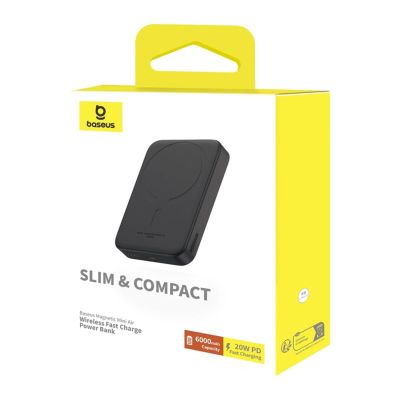 13. Baseus Magnetic Mini Air 6000mAh 20W Powerbank mit induktiver Ladefunktion und Baseus Simple USB-C-Kabel (20V/3A) 30cm – Schwarz