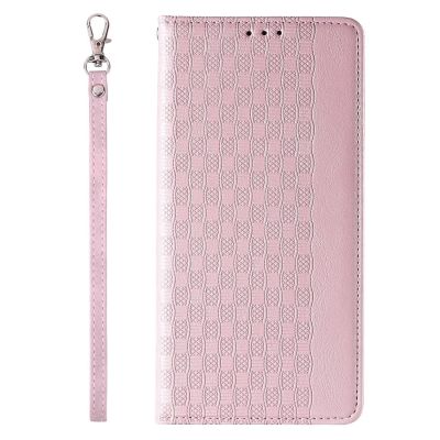 5. Magnetband-Hülle für iPhone 14 Pro Max Flip Wallet Mini Lanyard Stand Pink