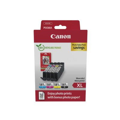 Canon 2052C006 – XL-Tintenpatronenset – Cyan, Magenta, Gelb – je 8,3 ml – 4 Stück – Foto-Werbepackung