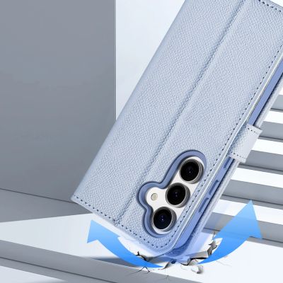 4. Dux Ducis Lawa Lederhülle für Samsung Galaxy S25+ mit abnehmbarer magnetischer Brieftasche – Blau