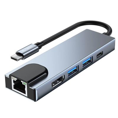 3. HUB Tech-Protect V3 5in1 USB-C – USB-A 3.0 / USB-A 2.0 / USB-C / HDMI / RJ45 – Grau