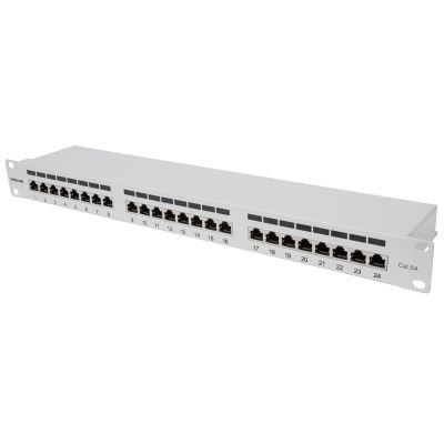 5. INTELLINET 24-Port Cat6a Patchpanel FTP 1HE grau
