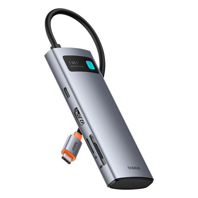 4. Baseus Metal Gleam 7in1 HDMI 4K 60Hz USB-C Hub / 3x USB 3.0 / USB-C PD / SD / microSD - Grau