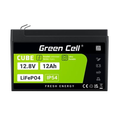 19. GREEN CELL LIFEPO4 CUBE-AKKU 12AH 12V/12,8V 153,6Wh LFPGC12V12AH