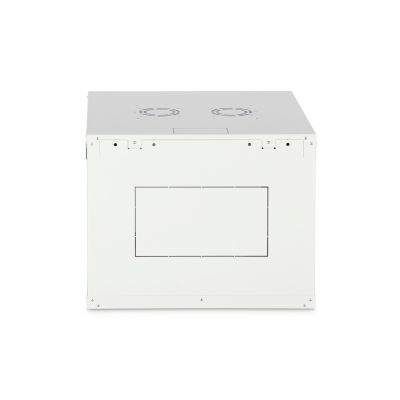7. DYNAmic 19" 9U 600x600 Wand-Netzwerkschrank, Glastür, grau, ungeteilt, montiert, 60 kg