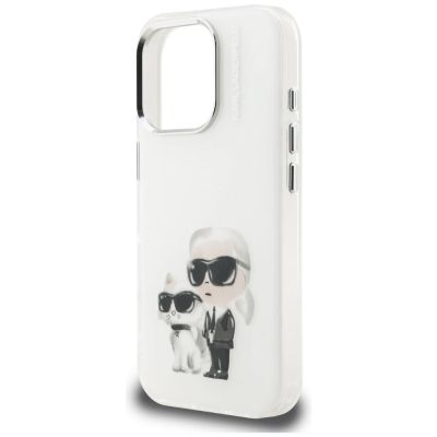6. Karl Lagerfeld IML Aquarelle Karl & Choupette & Logo Hülle für iPhone 16 Pro Max - Weiß
