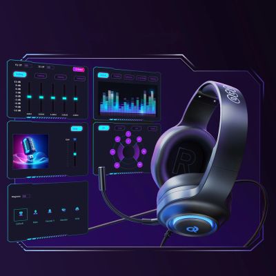 11. QCY V200 Pro Kabelgebundenes Gaming-Headset mit 7.1-Sound und abnehmbarem Mikrofon – Schwarz