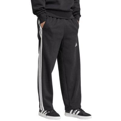 4. adidas Essentials Herren-Fleecehose mit drei Streifen, weitem Bein, Schwarz JM1770