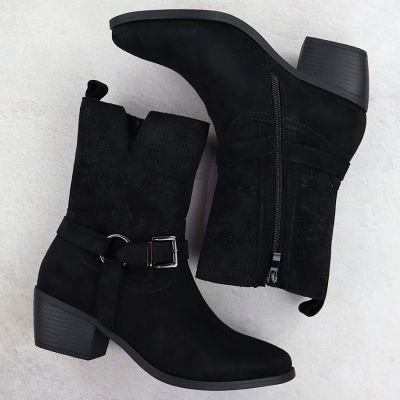 4. schwarze Wildleder-Cowboystiefel für Damen, M.Daszyński MR1921-47