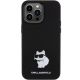 3. Karl Lagerfeld Choupette Metal Pin-Hülle aus Silikon für iPhone 15 Pro Max – Schwarz
