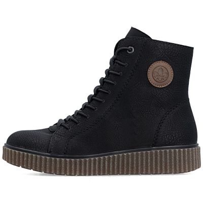 3. Schwarze, gefütterte Plateau-Ankle-Boots für Damen, Modell Rieker Y4308-00