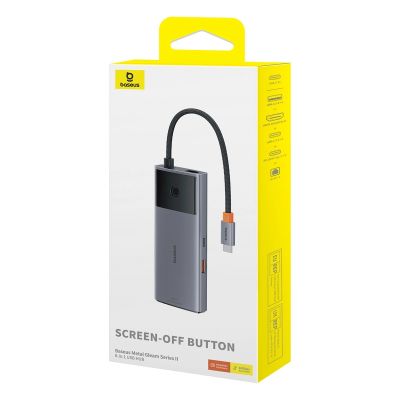 5. USB HUB 6in1 Baseus Metal Gleam Series II USB-A/USB-C/USB-C PD/HDMI/RJ45 - schwarz