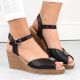 10. Filippo W PAW526B schwarze Keilsandalen aus Leder mit Verzierung