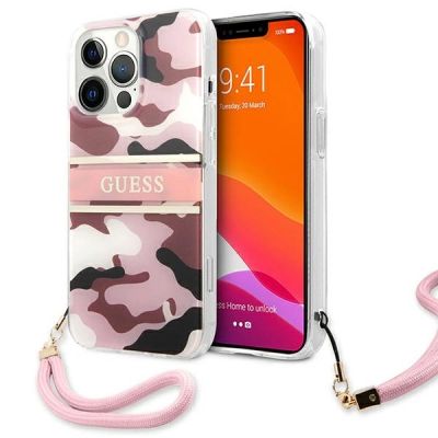 Guess GUHCP13LKCABPI iPhone 13 Pro / 13 6.1" pink/pink Hardcase Camo Strap Collection