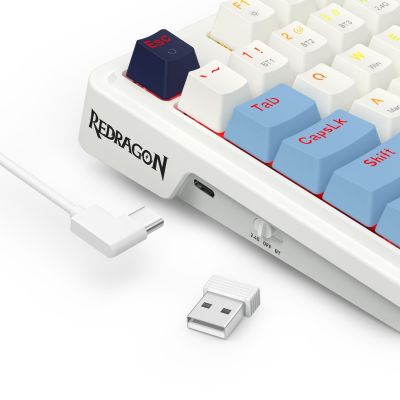 6. REDRAGON K728WBB-RGB-PRO Antonium Pro Tastatur USB + RF Wireless + Bluetooth Weiß, Blau