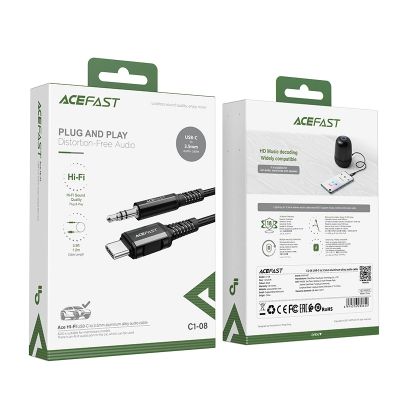 5. Acefast Audiokabel USB Typ C - 3,5 mm Miniklinke (männlich) 1,2 m, AUX schwarz (C1-08 schwarz)